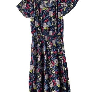 Talbots Navy Floral V-Neck Dress